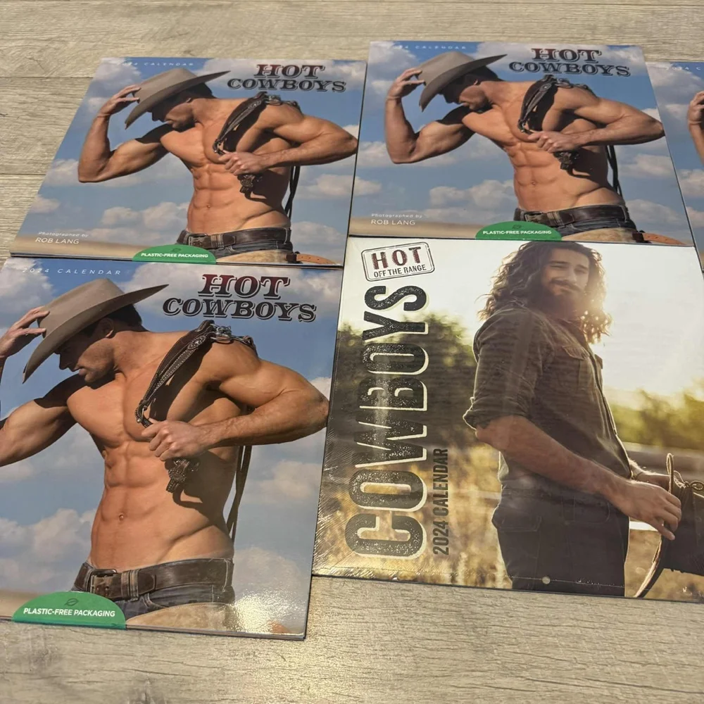 Calendars One Size Brown Blue Hot Cowboys 2024 Calendar